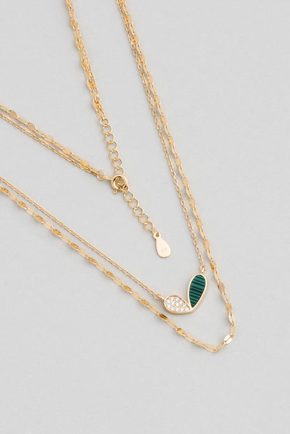 Lucky 18 Ayar Sarı Altın Kaplama 50 Cm Gümüş Ikili Kolye 07299590444