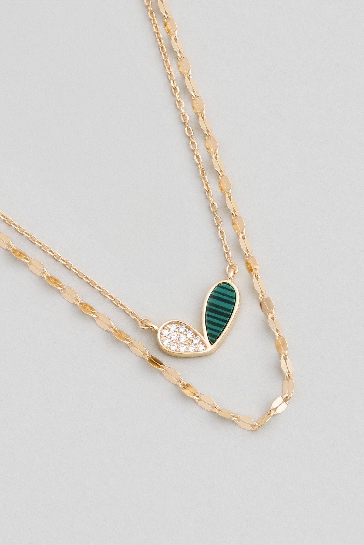 Lucky 18 Ayar Sarı Altın Kaplama 50 Cm Gümüş Ikili Kolye 07299590444