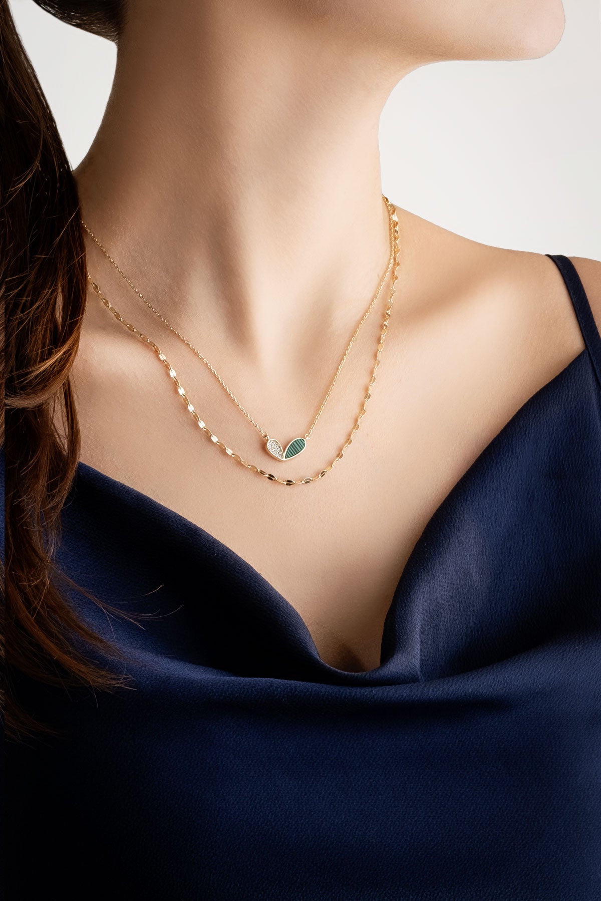 Lucky 18 Ayar Sarı Altın Kaplama 50 Cm Gümüş Ikili Kolye 07299590444