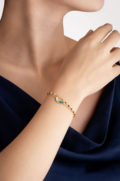 Lucky 18 Ayar Sarı Altın Kaplama 19 Cm Gümüş Bileklik 07299600444