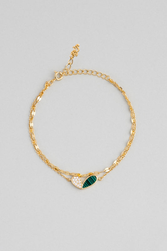 Lucky 18 Ayar Sarı Altın Kaplama 19 Cm Gümüş Bileklik 07299600444