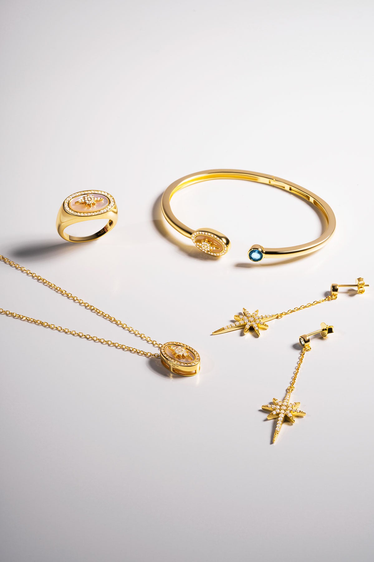 Mirasın Izinde 18 Ayar Sarı Altın Kaplama 45 Cm Gümüş Yıldız Kolye 07301204644