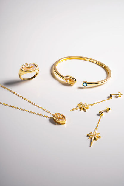 Mirasın Izinde 18 Ayar Sarı Altın Kaplama 45 Cm Gümüş Yıldız Kolye 07301204644