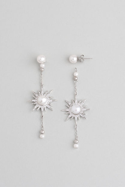 Mirasın Incisi 18 Ayar Beyaz Altın Kaplama Gümüş Güneş Küpe 07301246299