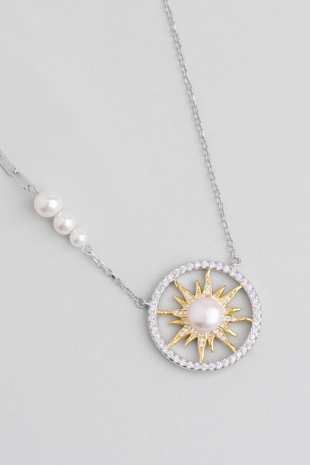 Mirasın Incisi 18 Ayar Beyaz Altın Kaplama 55 Cm Gümüş Güneş Kolye 07301266299