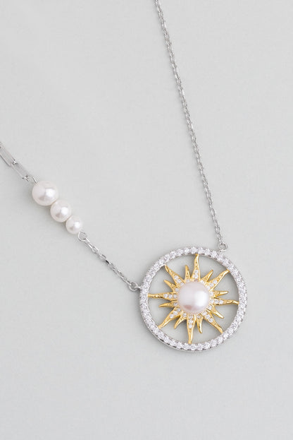 Mirasın Incisi 18 Ayar Beyaz Altın Kaplama 55 Cm Gümüş Güneş Kolye 07301266299