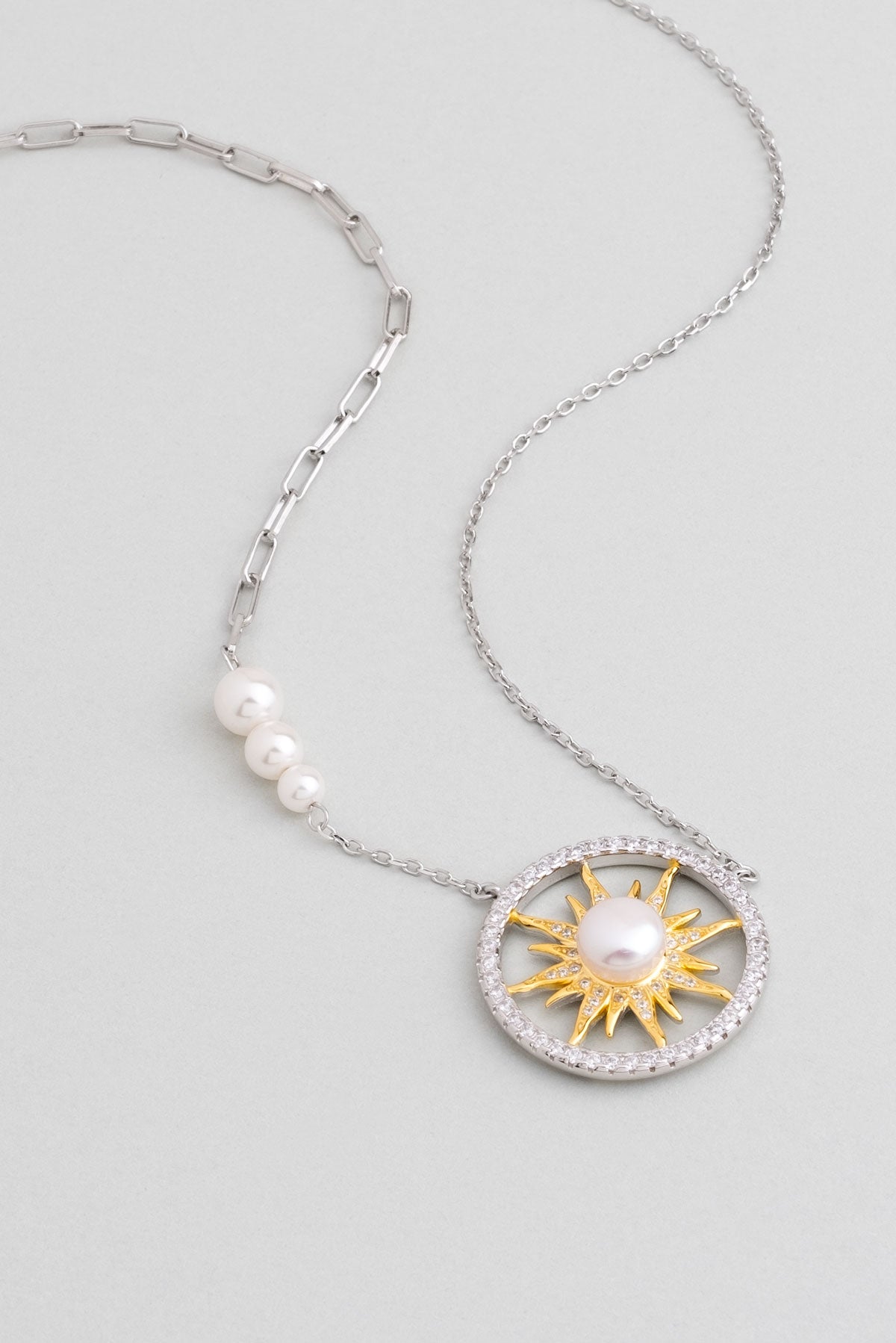 Mirasın Incisi 18 Ayar Beyaz Altın Kaplama 55 Cm Gümüş Güneş Kolye 07301266299