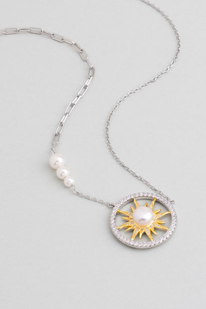 Mirasın Incisi 18 Ayar Beyaz Altın Kaplama 55 Cm Gümüş Güneş Kolye 07301266299