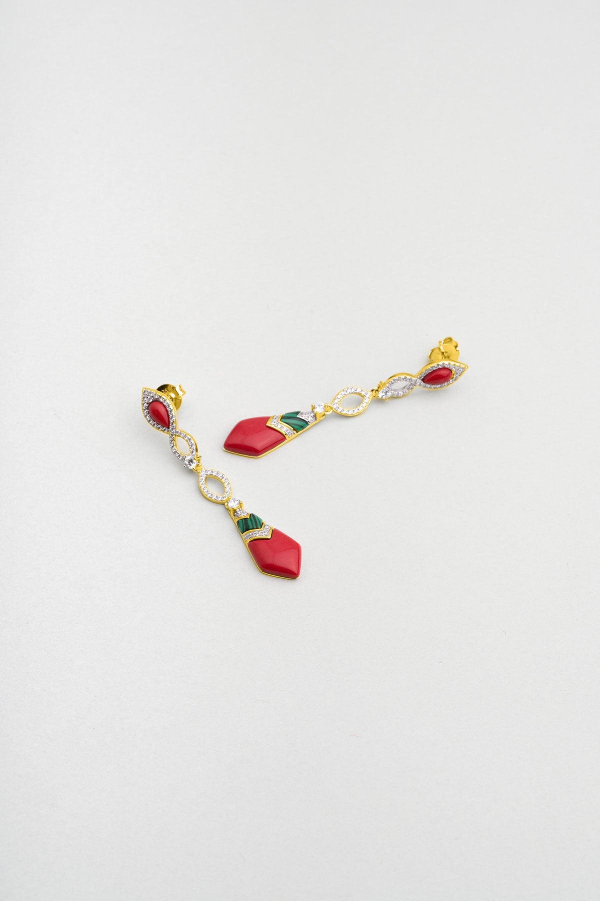 Balance 18 Ayar Sarı Altın Kaplama Gümüş Mercan Küpe 07301370844