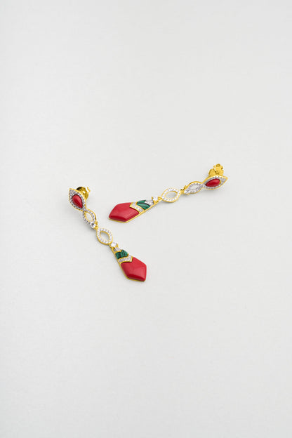 Balance 18 Ayar Sarı Altın Kaplama Gümüş Mercan Küpe 07301370844