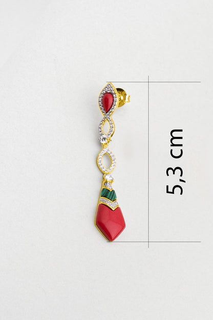 Balance 18 Ayar Sarı Altın Kaplama Gümüş Mercan Küpe 07301370844