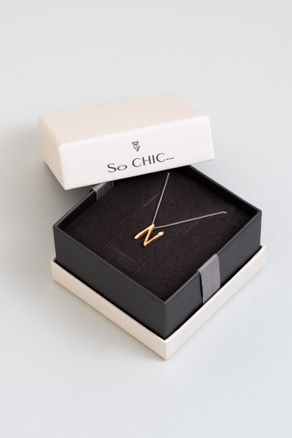 Asimetrik N Harfi 18 Ayar Beyaz Ve Sarı Altın Kaplama 45 Cm Gümüş Harfli Kolye 07302150144