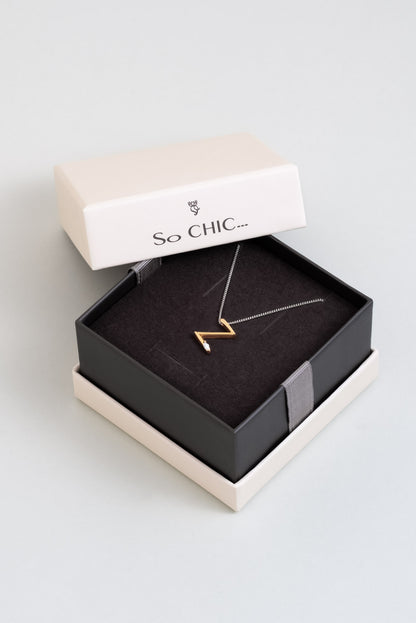 Asimetrik Z Harfi 18 Ayar Beyaz Ve Sarı Altın Kaplama 45 Cm Gümüş Harfli Kolye 07302270144