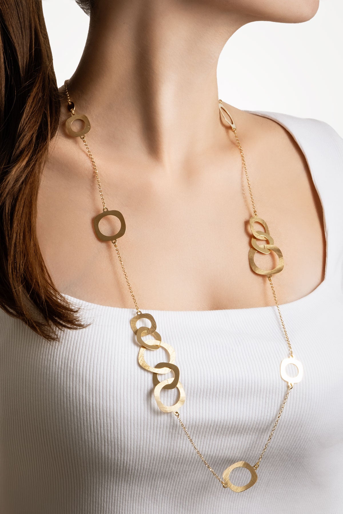 Çöl Güzeli 18 Ayar Sarı Altın Kaplama 80 Cm Gümüş Tasarım Kolye 07303004499