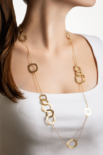 Çöl Güzeli 18 Ayar Sarı Altın Kaplama 80 Cm Gümüş Tasarım Kolye 07303004499