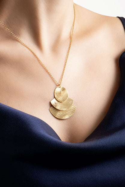 Petra Güneşi 18 Ayar Sarı Altın Kaplama 47 Cm Gümüş Tasarım Kolye 07303054499