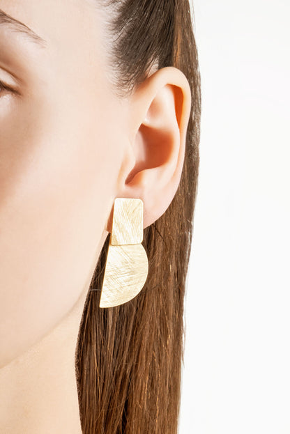 Antik Yol 18 Ayar Sarı Altın Kaplama Gümüş Tasarım Küpe 07303084499