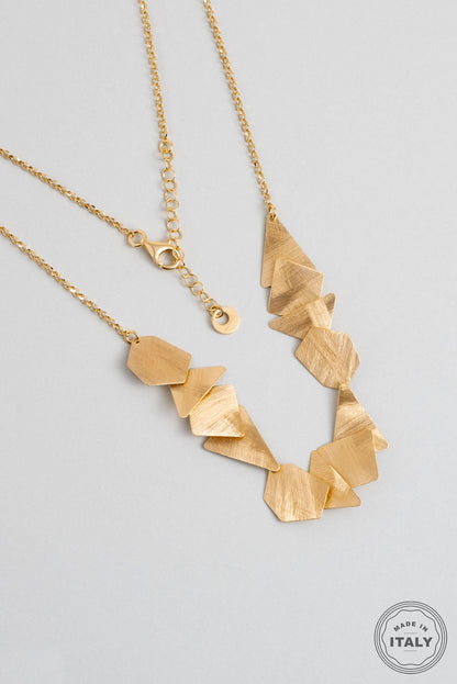 Petra'nın Gizemi 18 Ayar Sarı Altın Kaplama 45 Cm Gümüş Tasarım Kolye 07303144499