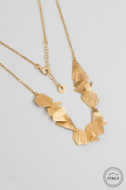 Petra'nın Gizemi 18 Ayar Sarı Altın Kaplama 45 Cm Gümüş Tasarım Kolye 07303144499