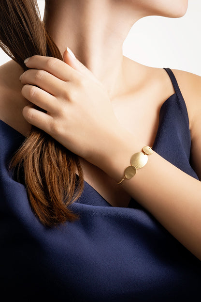 Çölün Işıltısı 18 Ayar Sarı Altın Kaplama 18 Cm Gümüş Tasarım Bileklik 07303174499