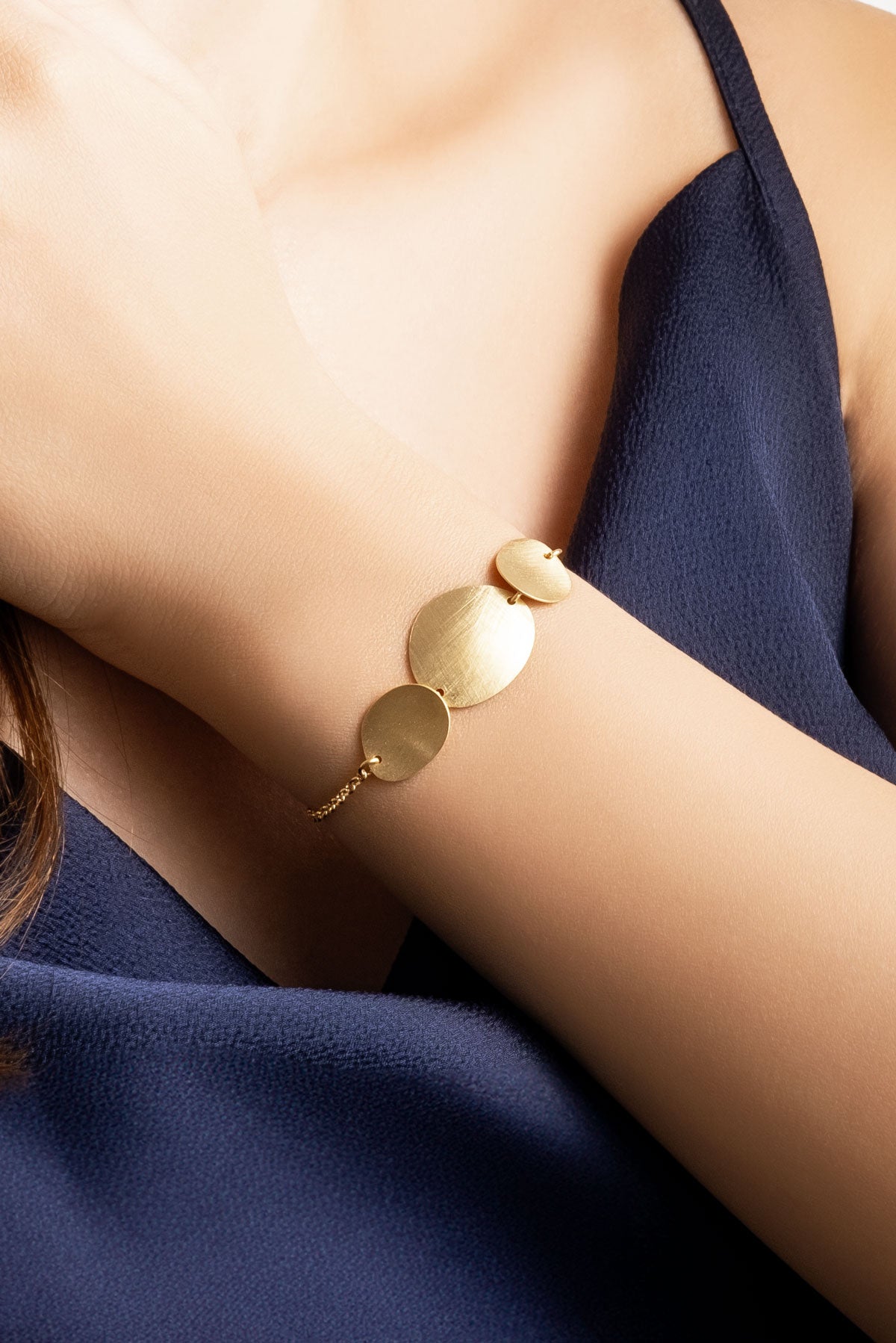 Çölün Işıltısı 18 Ayar Sarı Altın Kaplama 18 Cm Gümüş Tasarım Bileklik 07303174499