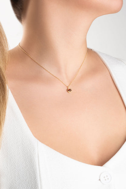 Garnet Serüveni 18 Ayar Sarı Altın Kaplama 44 Cm Gümüş Kolye 07303201844