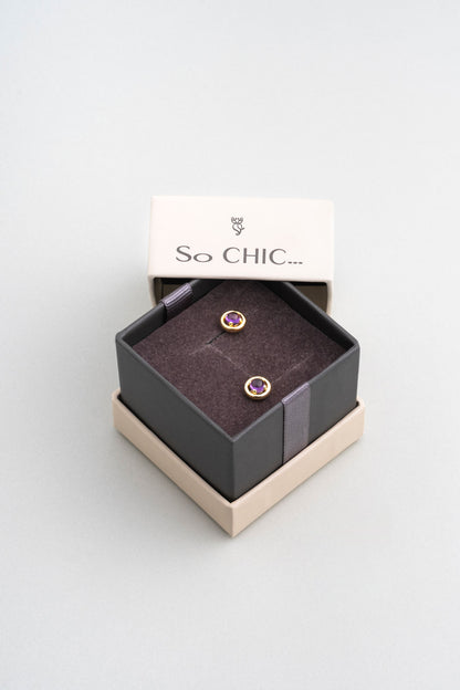 Ametist Serüveni 18 Ayar Sarı Altın Kaplama Gümüş Küpe 07303211744