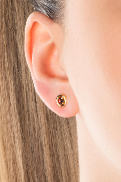 Garnet Serüveni 18 Ayar Sarı Altın Kaplama Gümüş Küpe 07303211844