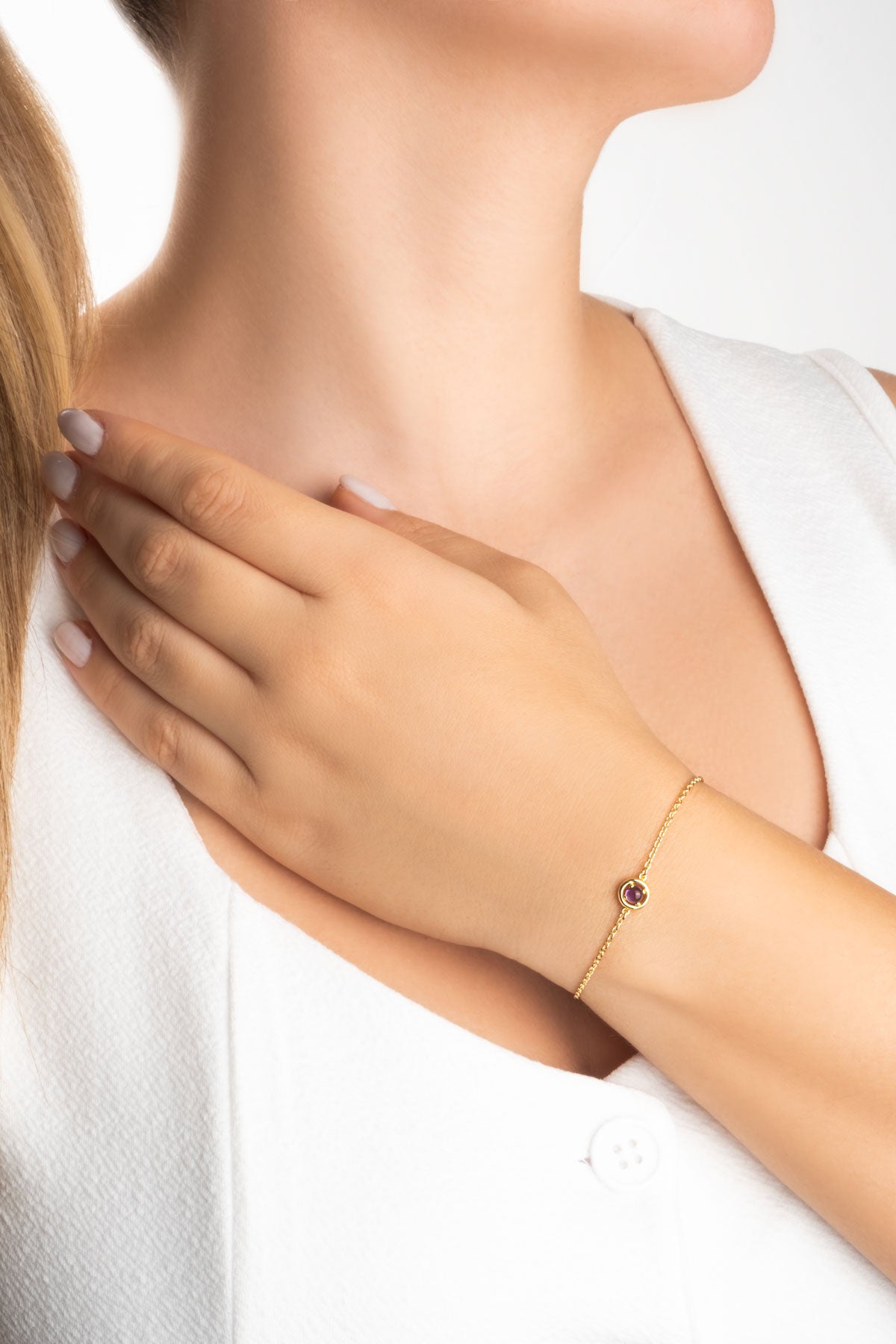 Ametist Serüveni 18 Ayar Sarı Altın Kaplama 19 Cm Gümüş Bileklik 07303221744