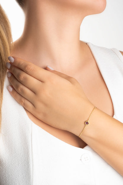 Ametist Serüveni 18 Ayar Sarı Altın Kaplama 19 Cm Gümüş Bileklik 07303221744