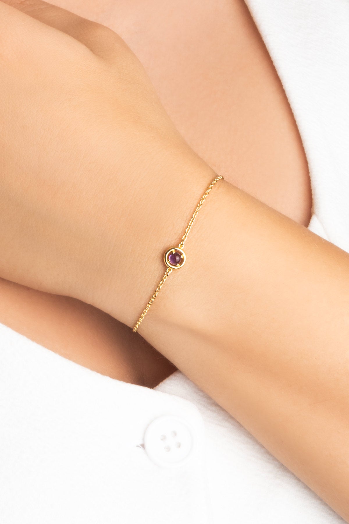 Ametist Serüveni 18 Ayar Sarı Altın Kaplama 19 Cm Gümüş Bileklik 07303221744