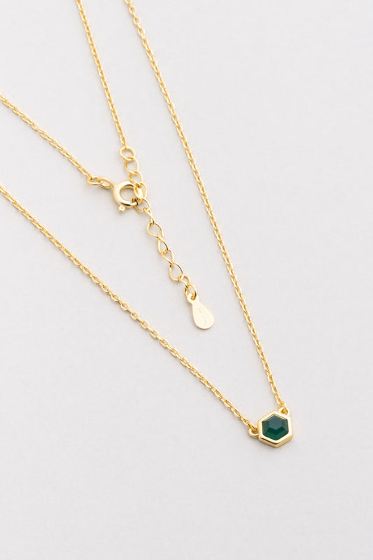 Kalsedon Masalı 18 Ayar Sarı Altın Kaplama 45 Cm Gümüş Kolye 07303250444