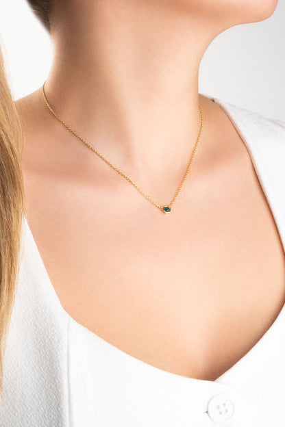 Kalsedon Masalı 18 Ayar Sarı Altın Kaplama 45 Cm Gümüş Kolye 07303250444