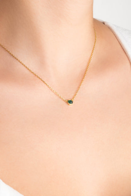 Kalsedon Masalı 18 Ayar Sarı Altın Kaplama 45 Cm Gümüş Kolye 07303250444