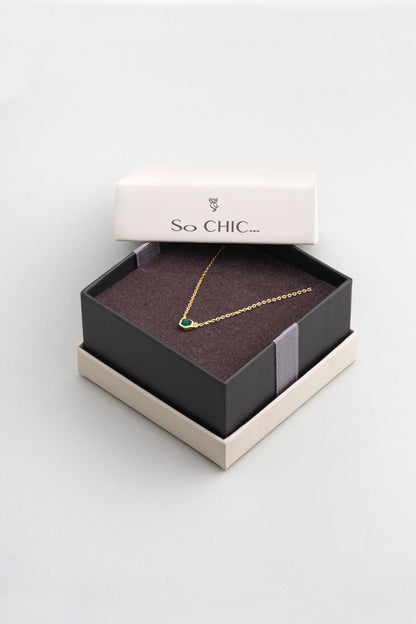 Kalsedon Masalı 18 Ayar Sarı Altın Kaplama 45 Cm Gümüş Kolye 07303250444