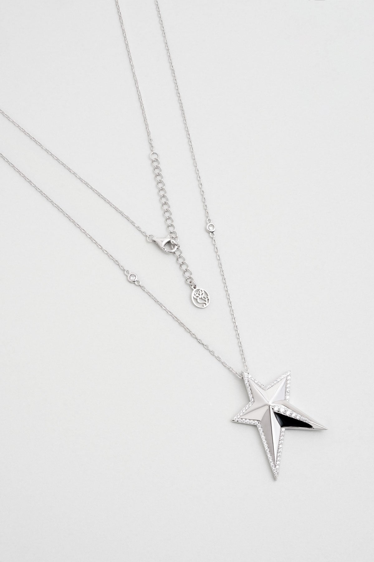 Dilek Yıldızı 18 Ayar Beyaz Altın Kaplama 60 Cm Gümüş Kolye 07304540199