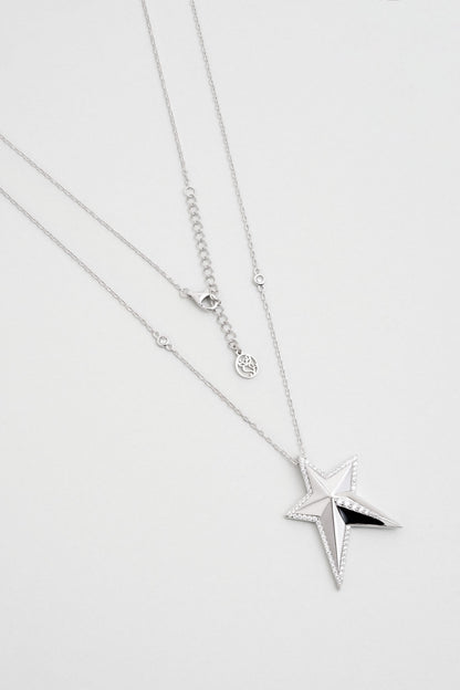 Dilek Yıldızı 18 Ayar Beyaz Altın Kaplama 60 Cm Gümüş Kolye 07304540199