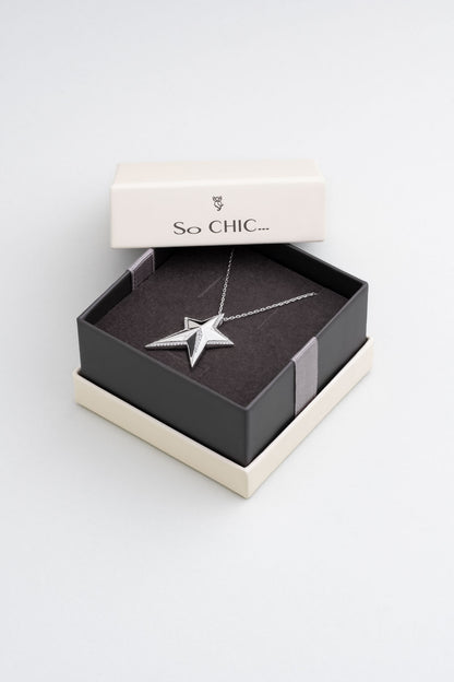 Dilek Yıldızı 18 Ayar Beyaz Altın Kaplama 60 Cm Gümüş Kolye 07304540199