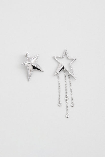 Dilek Yıldızı 18 Ayar Beyaz Altın Kaplama Gümüş Küpe 07304550199