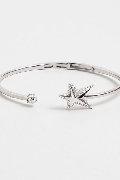 Dilek Yıldızı 18 Ayar Beyaz Altın Kaplama Gümüş Kelepçe Bileklik 07304560199