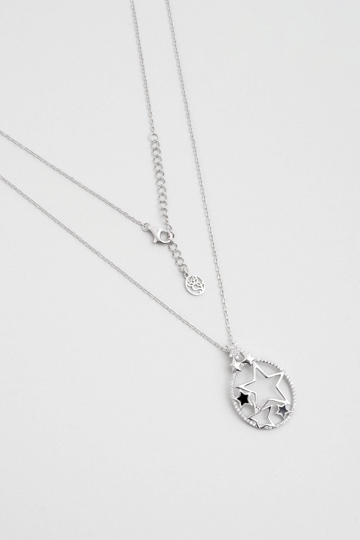 Aşk Yıldızı 18 Ayar Beyaz Altın Kaplama 50 Cm Gümüş Kolye 07304600199