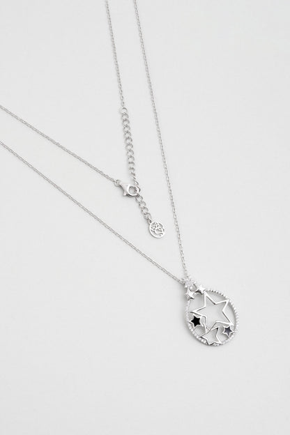 Aşk Yıldızı 18 Ayar Beyaz Altın Kaplama 50 Cm Gümüş Kolye 07304600199