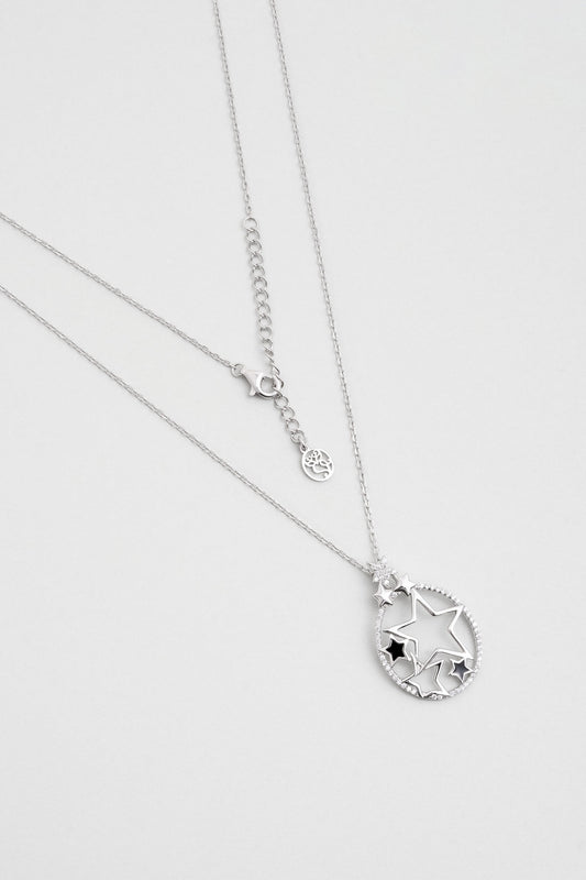 Aşk Yıldızı 18 Ayar Beyaz Altın Kaplama 50 Cm Gümüş Kolye 07304600199