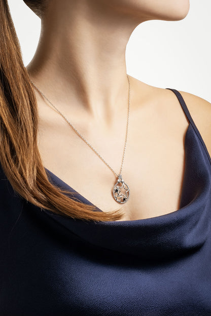 Aşk Yıldızı 18 Ayar Beyaz Altın Kaplama 50 Cm Gümüş Kolye 07304600199