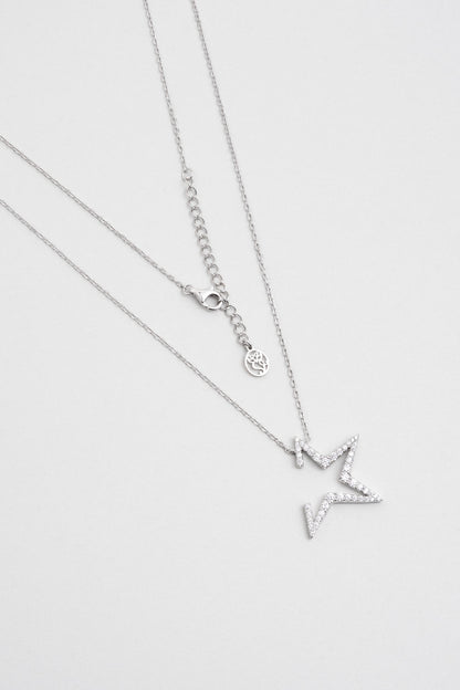 Cesaret Yıldızı 18 Ayar Beyaz Altın Kaplama 50 Cm Gümüş Kolye 07304640199