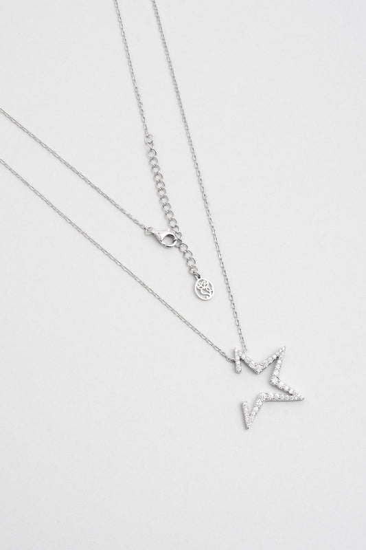 Cesaret Yıldızı 18 Ayar Beyaz Altın Kaplama 50 Cm Gümüş Kolye 07304640199