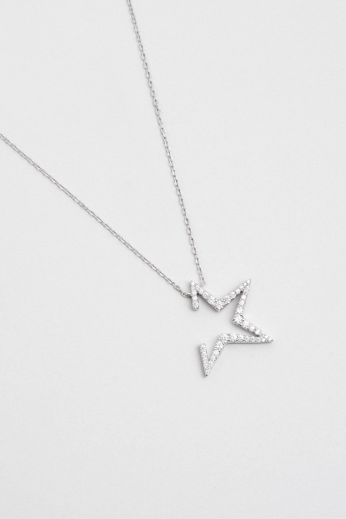 Cesaret Yıldızı 18 Ayar Beyaz Altın Kaplama 50 Cm Gümüş Kolye 07304640199