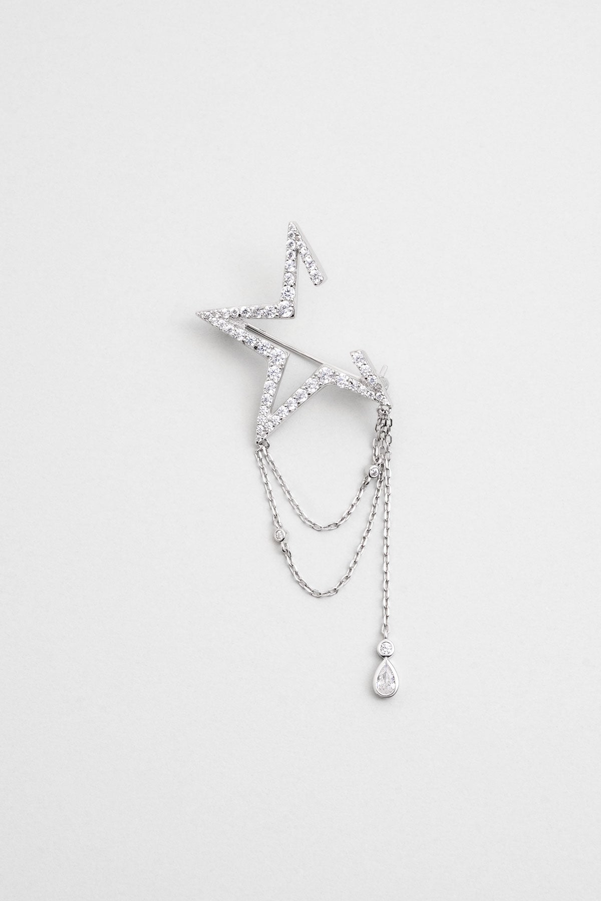 Cesaret Yıldızı 18 Ayar Beyaz Altın Kaplama Gümüş Broş 07304660199