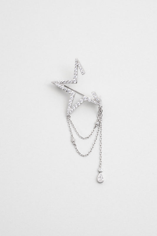 Cesaret Yıldızı 18 Ayar Beyaz Altın Kaplama Gümüş Broş 07304660199