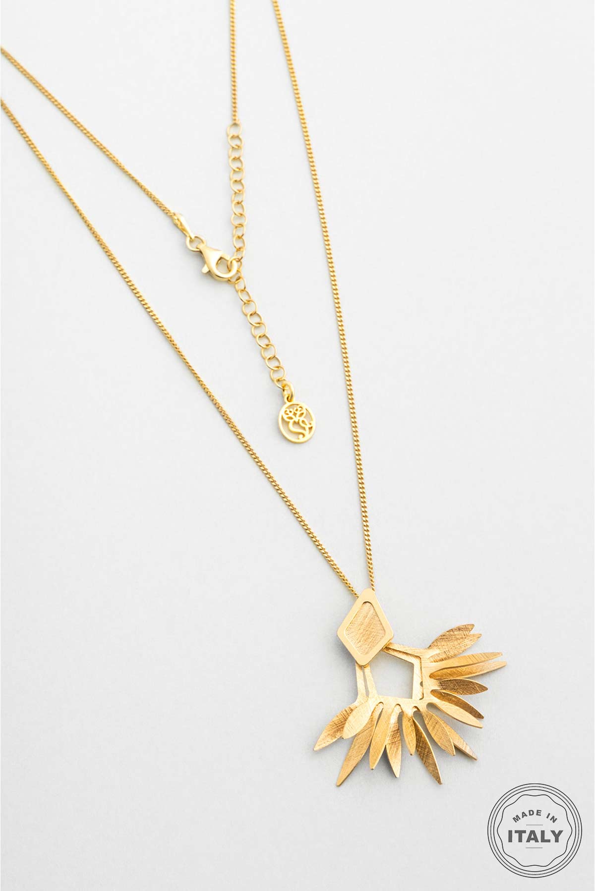 Palmira 18 Ayar Sarı Altın Kaplama 45 Cm Gümüş Tasarım Kolye 07307664499